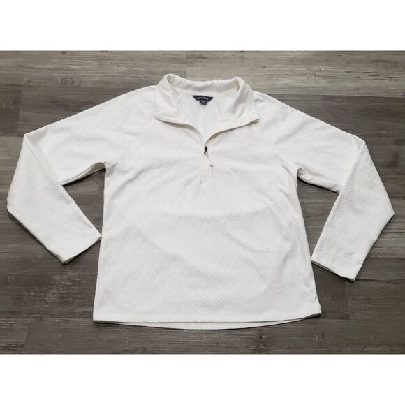 Eddie Bauer White Quilted Pull Over Zip Turtleneck Long Sleeve Sweater Shirt - Picture 8 of 8